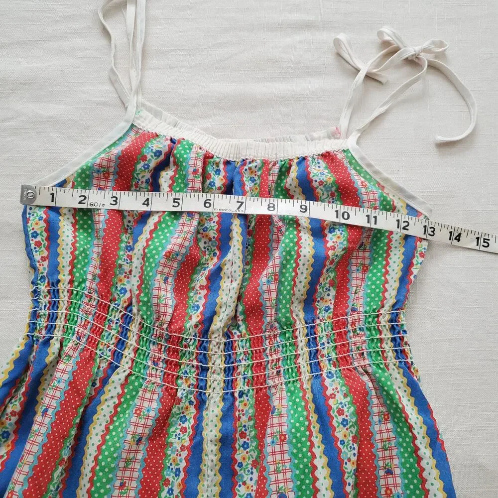 Vintage 70s Striped Pattern Romper kids 9/10 *flaw - Picture 7 of 10